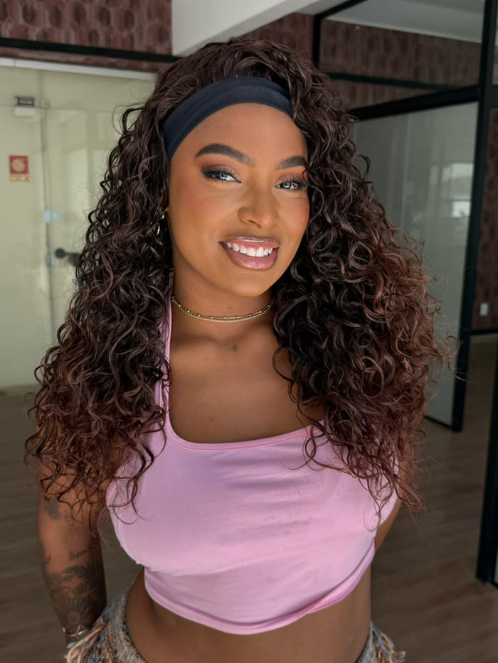 WIG DE FAIXA BÁRBARA - OMBRE CHOCOLATE (ORGÂNICA)