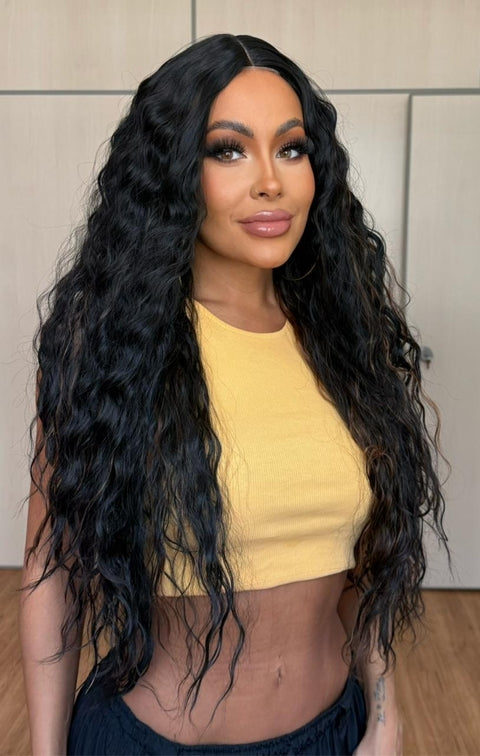 LACE WIG ÍRIS - PRETO COM MECHAS SP1B/30 (BIO ORGÂNICA)