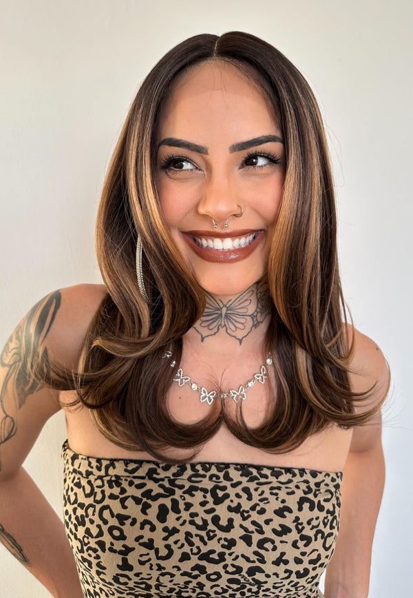 LACE FRONT GIBA - CASTANHO COM MECHAS BTSN2/27 SLEEK (PREMIUM)