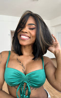 LACE FRONT CLÉLIA - PRETO COM MECHAS LOIRAS F2/27 SLEEK PREMIUM