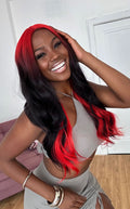 LACE WIG KEANU- PRETO COM VERMELHO 1B/200C# (PREMIUM) (PREMIUM)