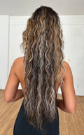 RABO DE CAVALO BELA - CASTANHO COM MECHAS PLATINADAS OP427613 (PREMIUM)