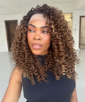 LACE FRONT TIKA - CASTANHO COM MECHAS 33/22 HD (BIO FIBRA)