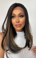 LACE FRONT DOMINICK - CASTANHO ESCURO COM MECHAS F2/27 SLEEK (PREMIUM)