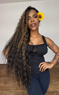 LACE FRONT GABRIELA - CASTANHO ESCURO COM MECHAS F2/27 SLEEK (PREMIUM)