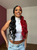 LACE FRONT CALISTA SY - PRETO E VERMELHO COM MECHA FRONTAL (PREMIUM)