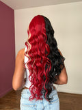 LACE FRONT CALISTA SY - PRETO E VERMELHO COM MECHA FRONTAL (PREMIUM)