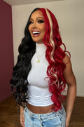 LACE FRONT CALISTA SY - PRETO E VERMELHO COM MECHA FRONTAL (PREMIUM)