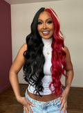 LACE FRONT CALISTA SY - PRETO E VERMELHO COM MECHA FRONTAL (PREMIUM)