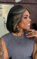 WIG JOVIE - PRETO COM MECHAS LOIRAS 1B/27P (PREMIUM)