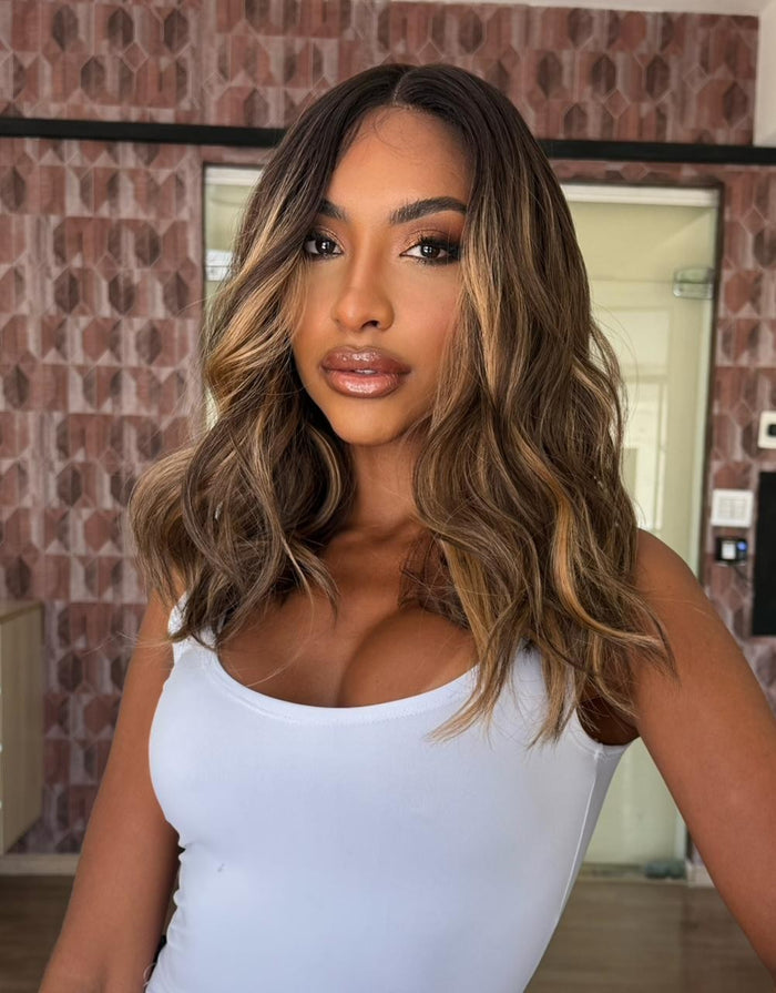 LACE FRONT NELLY - CASTANHO COM MECHAS 8A/27YA SLEEK (PREMIUM)