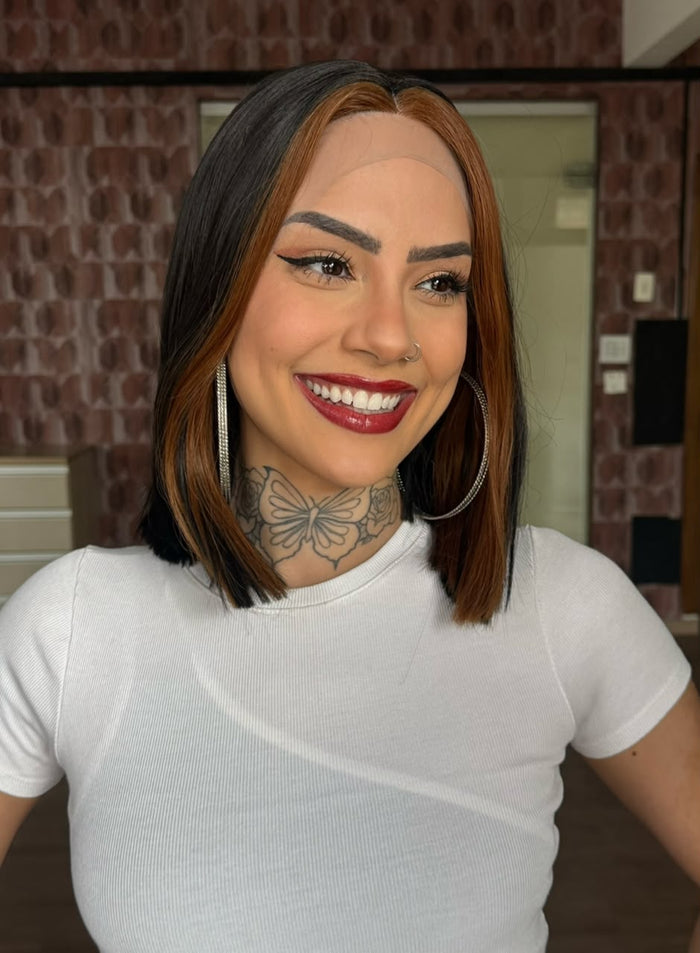 LACE FRONT ISABELA - PRETO COM MECHA FRONTAL 1B/30# (101 PREMIUM)