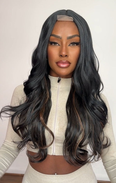 LACE WIG LOS ANGELES - PRETO COM MECHAS (PREMIUM)