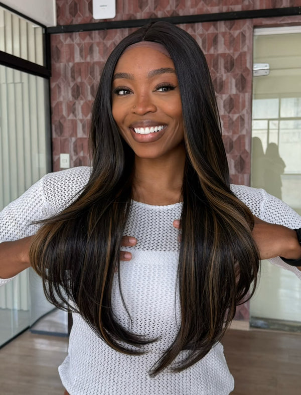 LACE FRONT CIDA - CASTANHO ESCURO COM MECHAS TTF2/27 SLEEK (PREMIUM)