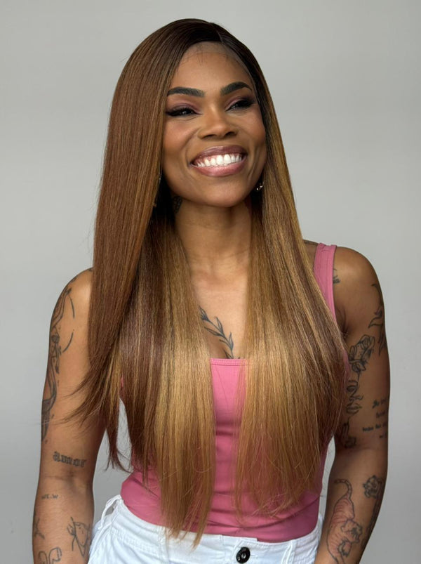 LACE FRONT NATURAL YAKI 26" - OMBRE MEL COM MECHA FRONTAL DUTCH COCOA (NATURAL YAKI)