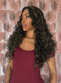LACE FRONT BRENDA - CASTANHO ESCURO COM MECHAS C27 SLEEK (BIO FIBRA)