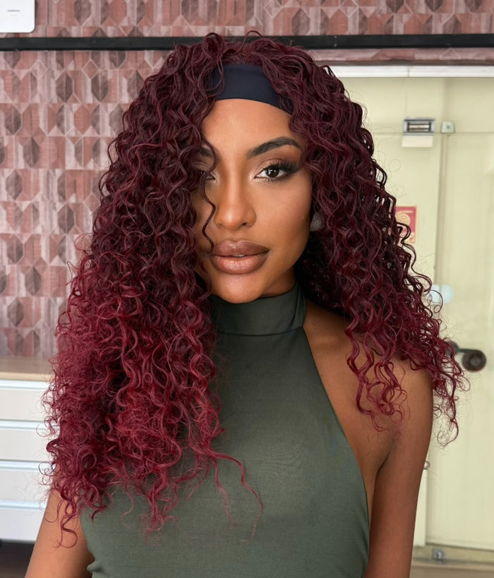 WIG DE FAIXA BÁRBARA - OMBRE MARSALA (ORGÂNICA)