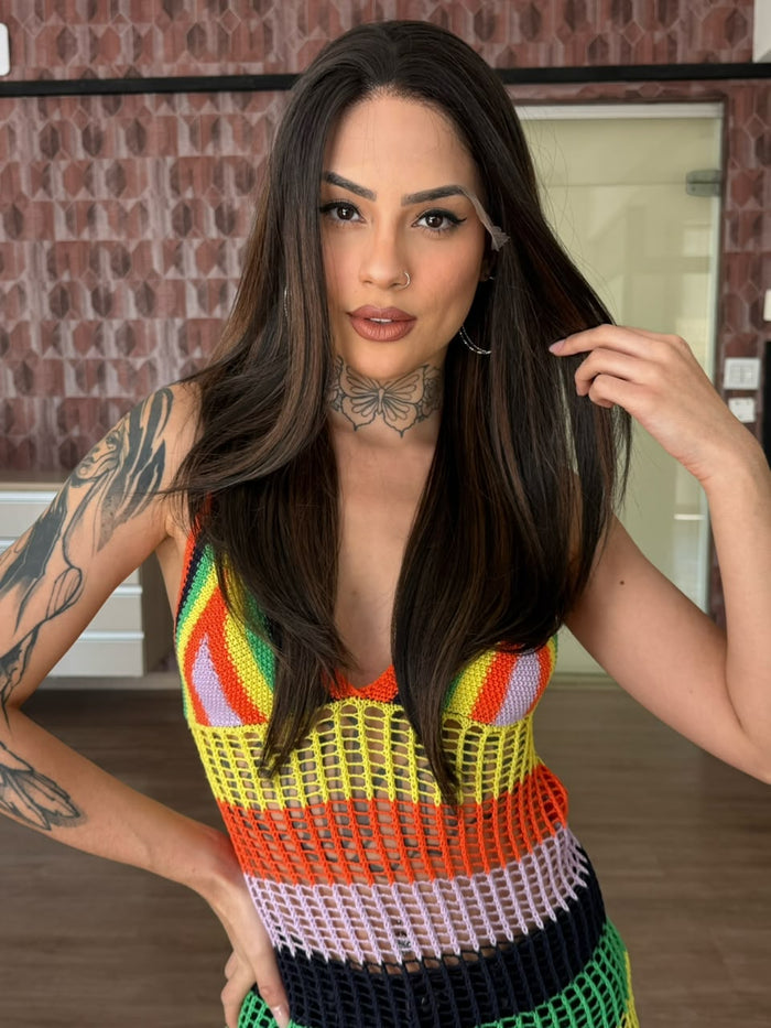 LACE FRONT SONIA - CASTANHO COM MECHAS - BTSN2/30 SLEEK (PREMIUM)